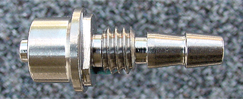 A1444 Male Luer Lock, 0.236 O.D., Bulkhead, M8 x 1.25 thread, supplied with 18/8 stainless steel split lockwasher and hex nut